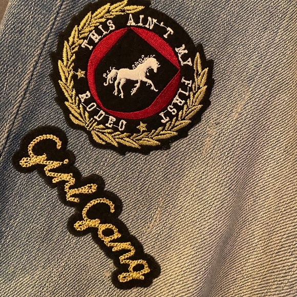 EXPRESS GIRLFRIEND FIT PATCHWORK DENIM JEANS - Picture 3 of 5